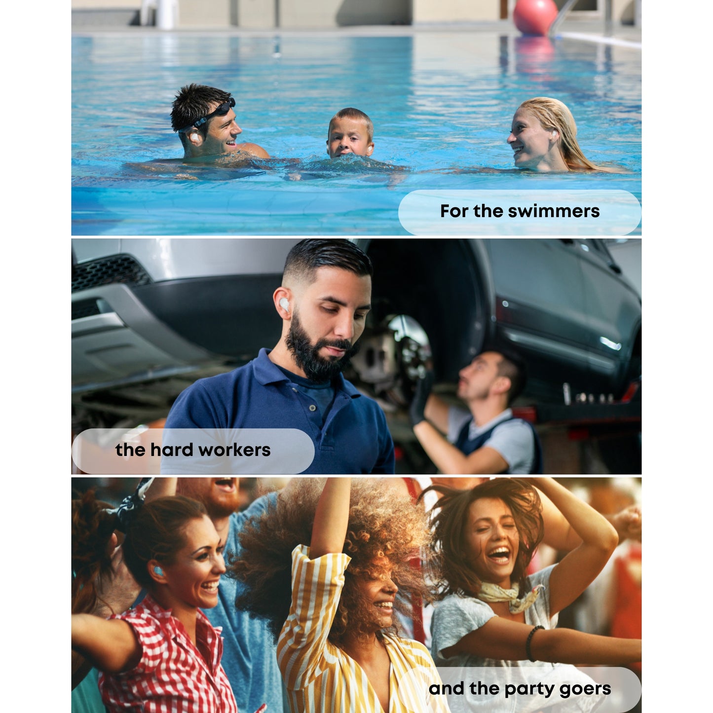 Silicone Ear Plugs Reusable 5 x Blue, Premium Waterproof Noise Cancelling Ear Plugs, Disposable Wax Earplugs for Sleeping, Ear Defenders Travel, Snoring, Swimming, Adults, Kid