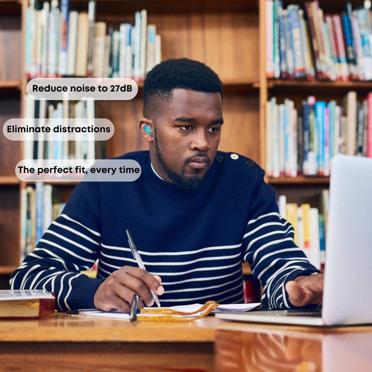 Silicone Ear Plugs Reusable 5 x Blue, Premium Waterproof Noise Cancelling Ear Plugs, Disposable Wax Earplugs for Sleeping, Ear Defenders Travel, Snoring, Swimming, Adults, Kid