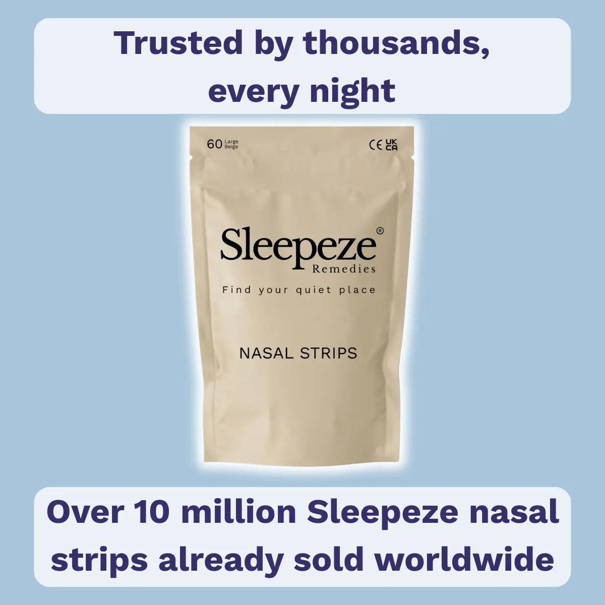 Sleepeze Remedies Large Beige Nasal Strips 60 Pack | Nasal Strips for Snoring | Nose Strips for Breathing