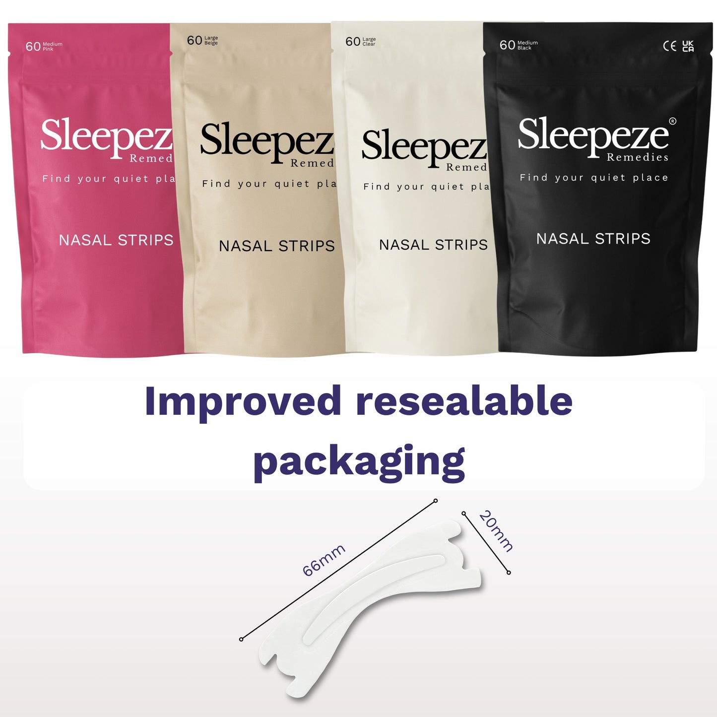 Nasal Strips Large, Clear (x 60 Pack) Nose Strips to Stop Snoring, Snore Strip to Help You Breathe Through Your Nose, Snore Stopper, Anti Snoring Breathing aids for Sleep by Sleepeze Remedies