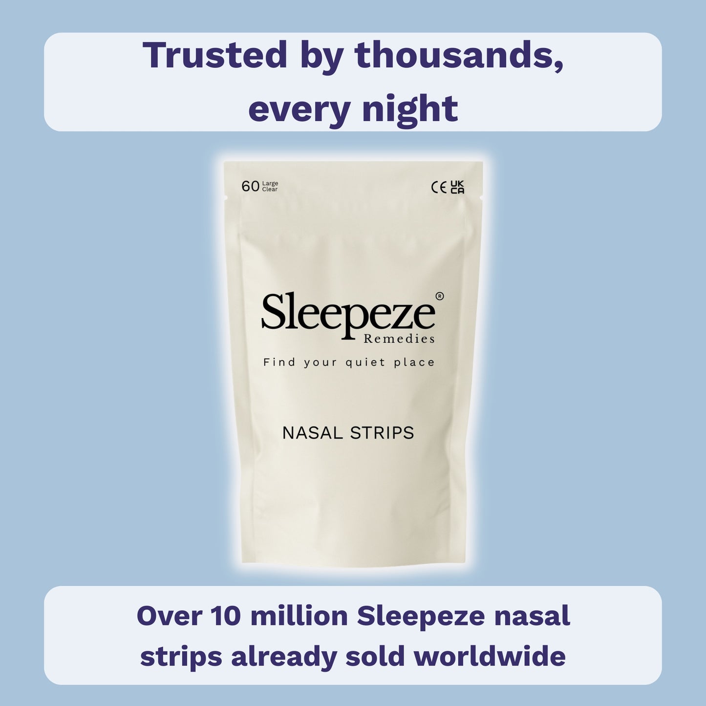 Nasal Strips Large, Clear (x 60 Pack) Nose Strips to Stop Snoring, Snore Strip to Help You Breathe Through Your Nose, Snore Stopper, Anti Snoring Breathing aids for Sleep by Sleepeze Remedies