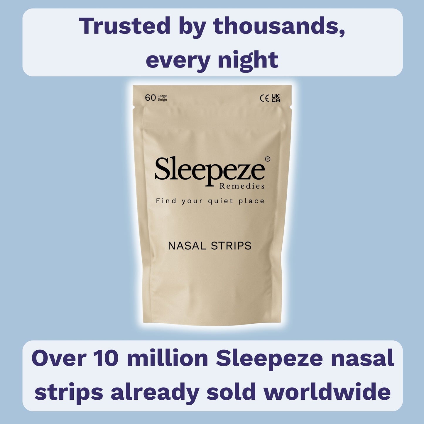 Nasal Strips x60, Nose Strip, Anti Snore Strip, Anti Snoring Devices, Sleep Tape Snoring Aids for Men and Women, Snoring Strips, Sleepeze Nasal Strip Large, Snore Strips for Men, Sleepeze Remedies