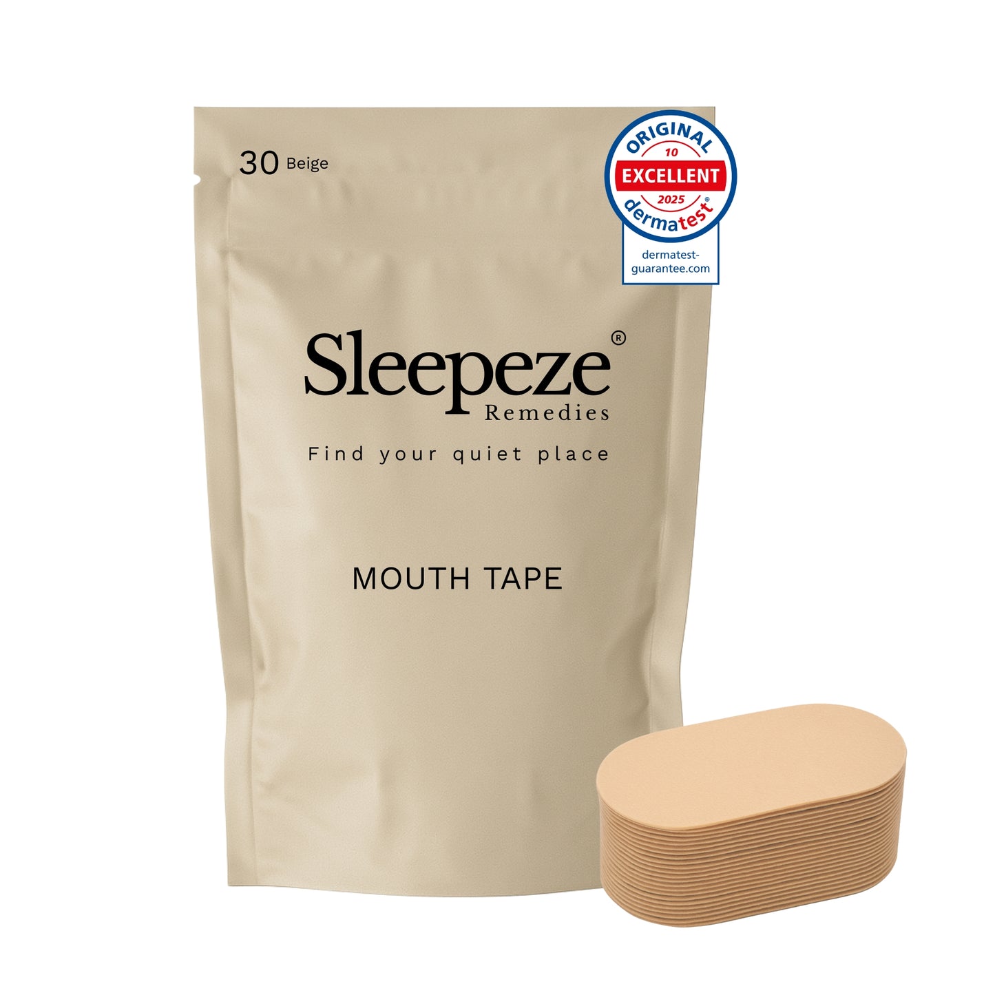 Sleepeze Remedies Mouthtape 30 pack, Beige Fabric Anti Snore Mouth Strips for Sleeping, Anti Snoring Tapes, Sleep Strip for Sleeping, Snoring Aid for Women and Men, Improves Nose Breathing, Sleep Tape