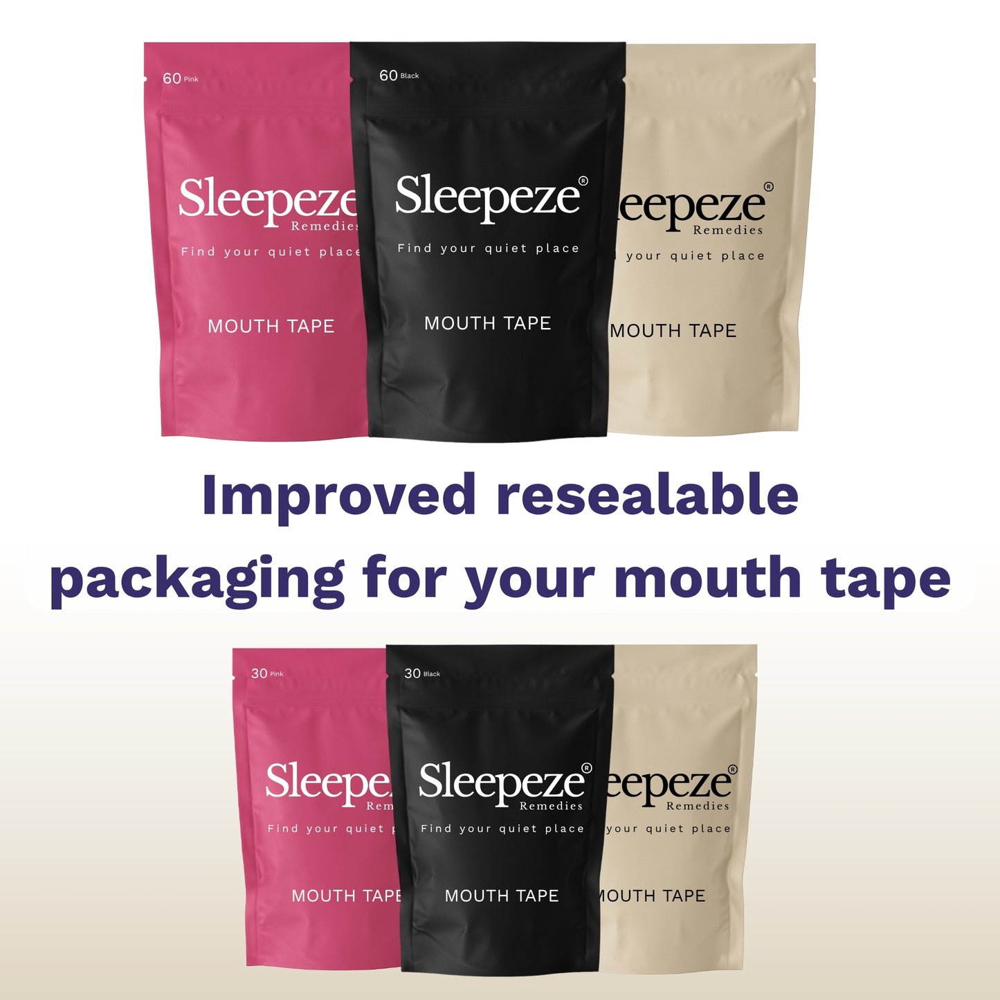 Sleepeze Remedies Mouthtape 60 pack, Beige Fabric Anti Snore Mouth Strips for Sleeping, Anti Snoring Tapes, Sleep Strip for Sleeping, Snoring Aid for Women and Men, Improves Nose Breathing, Sleep Tape