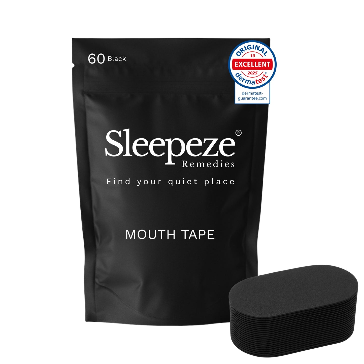 Sleepeze Remedies Mouthtape 60 pack, Black Fabric Anti Snore Mouth Strips for Sleeping, Anti Snoring Tapes, Sleep Strip for Sleeping, Snoring Aid for Women and Men, Improves Nose Breathing, Sleep Tape