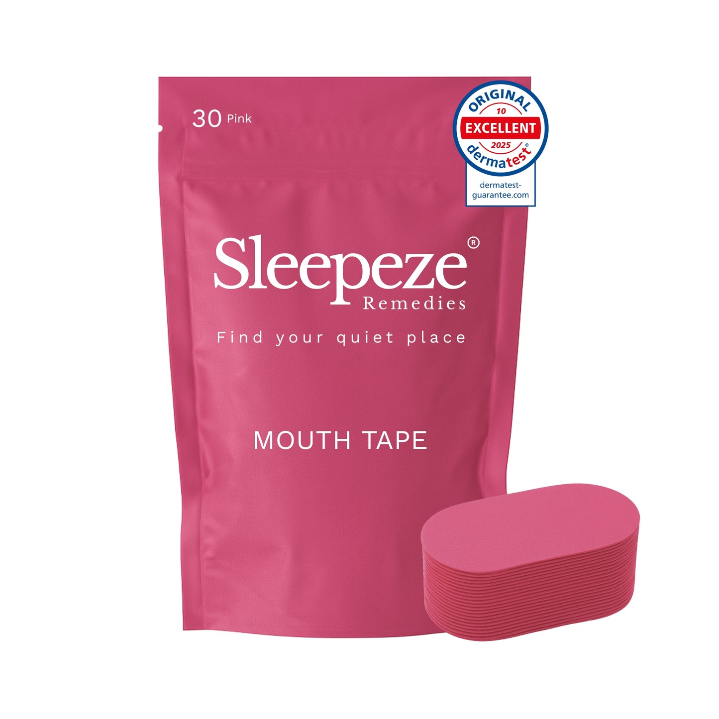 Sleepeze Remedies Mouthtape 30 Pack, Pink Fabric Anti Snore Mouth Strips for Sleeping, Anti Snoring Tapes, Sleep Strip for Sleeping, Snoring Aid for Women and Men, Improves Nose Breathing, Sleep Tape